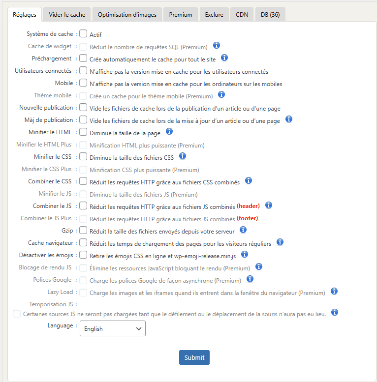 plugin wp fastest cache configuration
